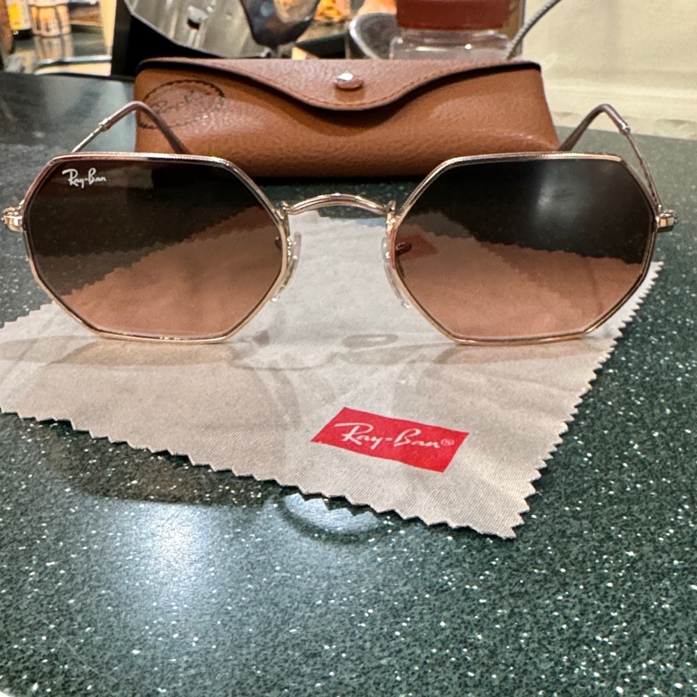 Ray-Ban Hexagonal Sunglasses with Gradient Brown Lenses